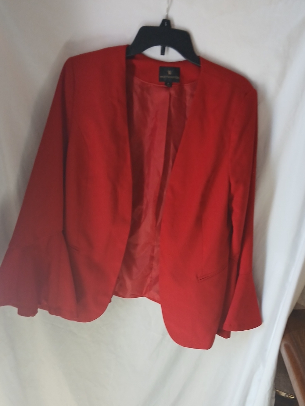 Worthington Red Open-Front Blazer with Flared Sleeves
